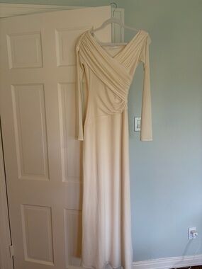 Meshki Cream Long Sleeve Wrap Maxi Dress